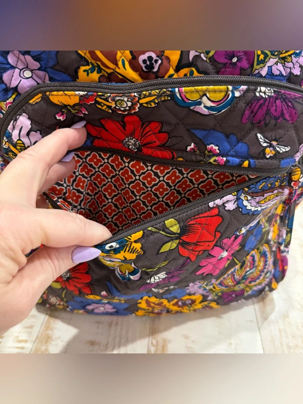 Vera Bradley Bancroft Quilted Floral Backpack - Colorful Bouquet Laptop Bag